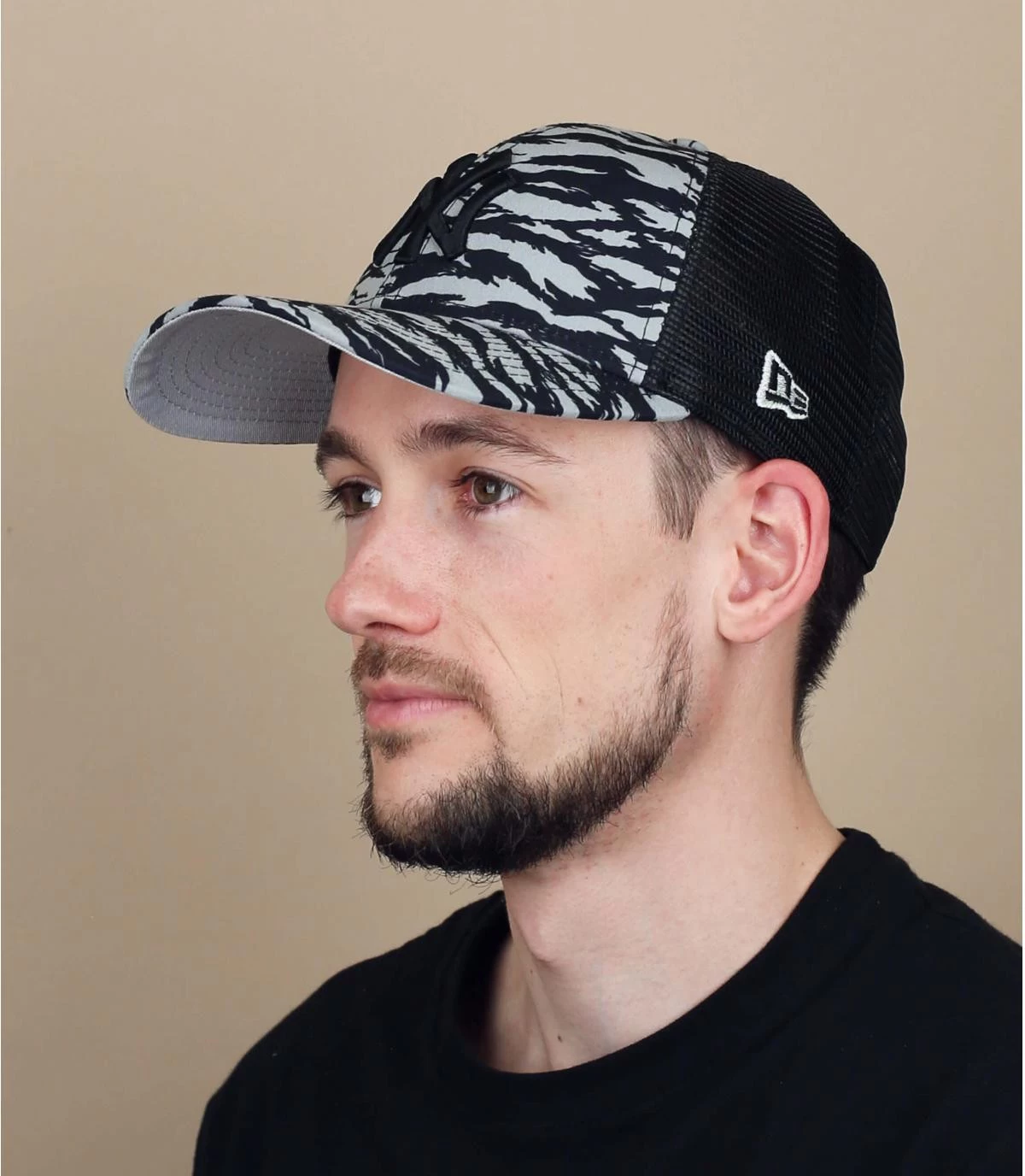 NEW ERA Trucker Tiger Print NY Grey